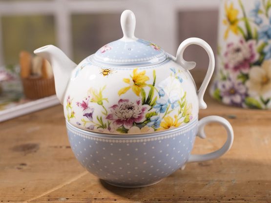 Katie Alice “English Garden” Porcelain Tea for One Teapot and Cup by Creative Tops – Teapot: 450 ml (16 fl oz), Cup: 280 ml (10 fl oz) - Image 2