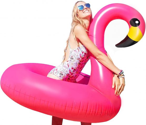 Bramble - Large Inflatable Pink Flamingo Ring Float - 116x96cm