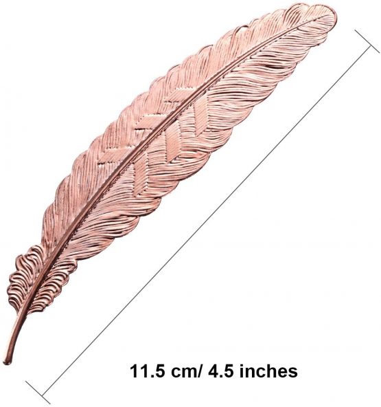 8 Pieces Metal Feather Bookmarks Assorted Metal Bookmark Feather Shape Book Marker for Adults and Kids (Set 1) - Image 3