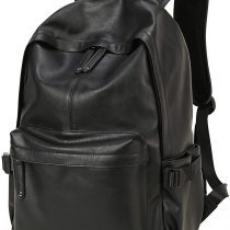 BAOSHA BP-20 Unisex PU Leather Causal Daypack Laptop Computer Bag 15.6 inch College School Backpack Shoulder Bags Outdoor Weekend Travel Rucksack: 32CM x 43CM x 12CM (Black)