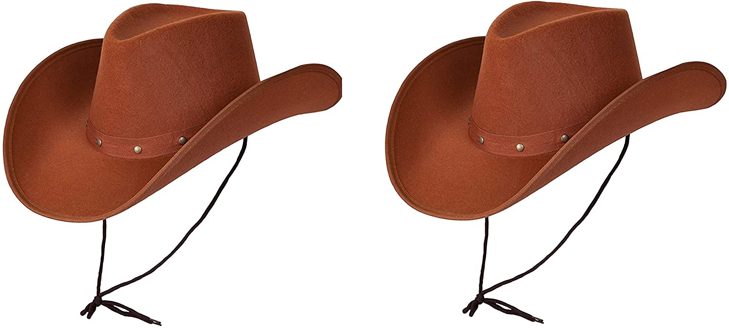 Wicked Costumes Adult Texan Cowboy Hat Brown 2 Pack Fancy Dress Party Accessory Wild Western Sheriff Country Western Rancher