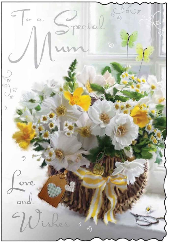 To A Special Mum - Love and Wishes - Birthday card, White, 6 x 9 inches