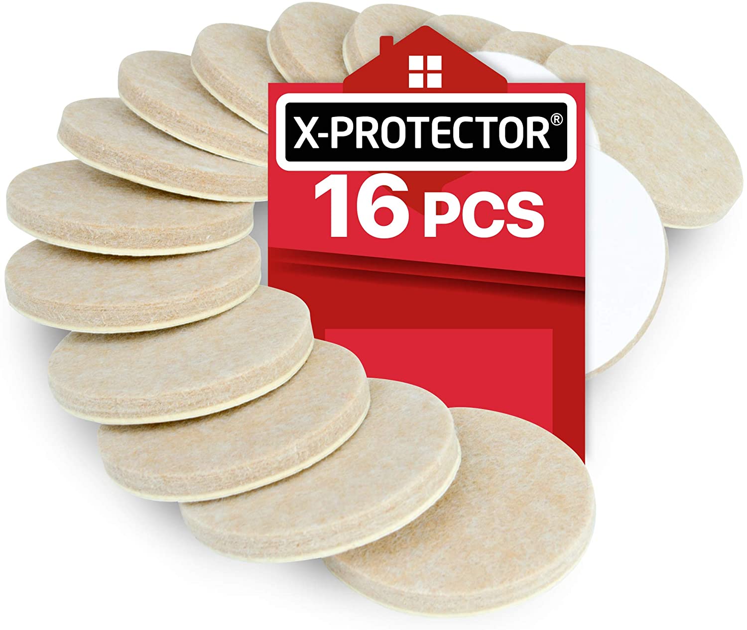 Furniture Pads Floor Protectors X-PROTECTOR 16 PCS 50 MM, Felt Pads for Chair Legs