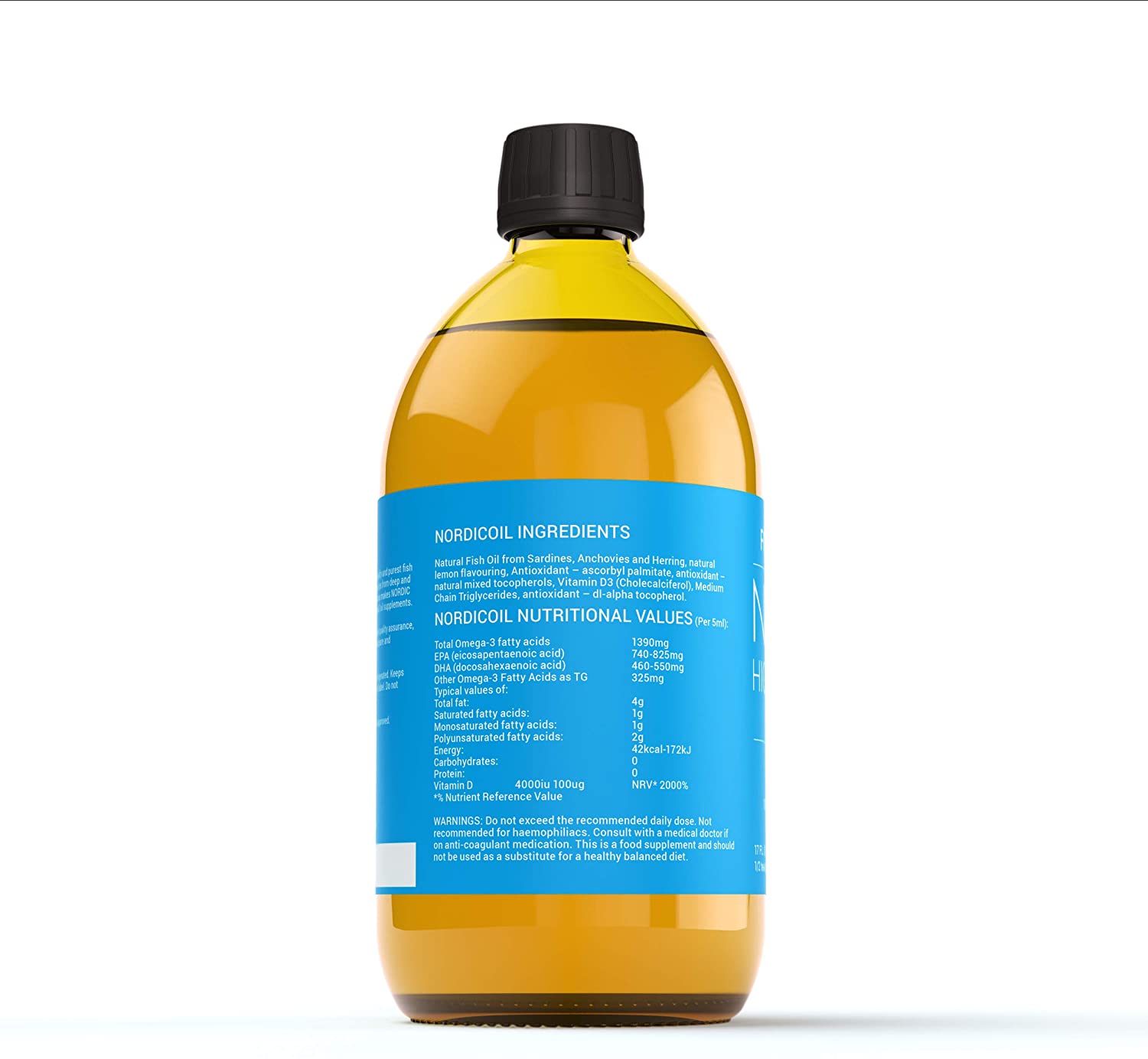 Nordic Supplements High Strength 500ml Omega 3 Fish Oil with 4000IU Vitamin D3 in Natural Cholecalciferol Form. Taste Award Winning Lemon Flavoured and Tested - Image 3