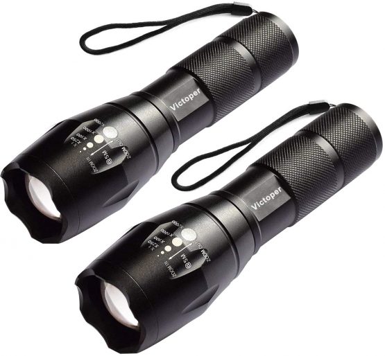 FAGORY LED Torch 2000 Lumens, Maxesla Torches Led Super Bright Flashlight, Powerful Torches Battery Powered Water Resistant 5 Modes Mini Tactical Torch for Camping Outdoors 2 Pack