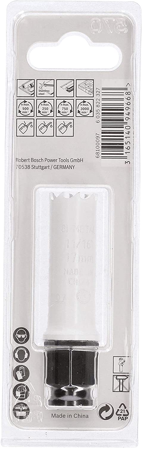 BOSCH Bi-Metal Hole Saw (for Wood and Metals 8% Cobalt Alloy, Progressive Tooth Design, diameter 17 mm, Accessory Drills) - Image 3