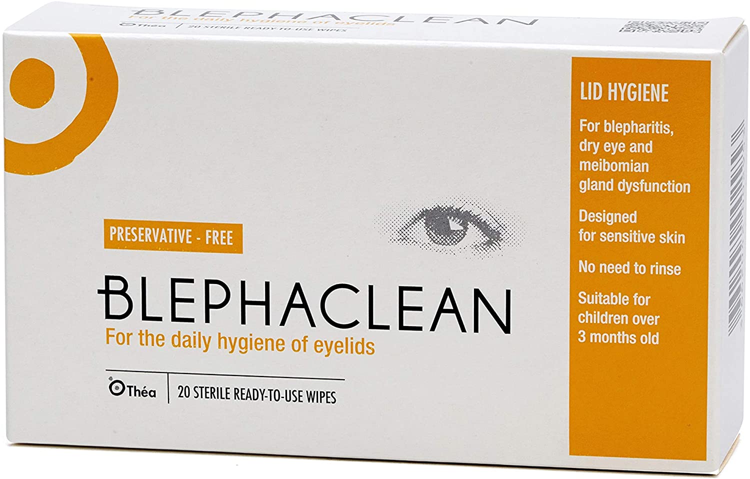 Blephaclean PF Daily Eyelid Wipes x 40 - Gentle Cleansing for the eyelids and skin around the eyes, 20 wipes (Pack of 2)
