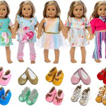 ZITA ELEMENT 18 Inch Girl Doll Clothes and Accessories Dresses Casual Wear for American 18 Inch Girl Doll - 5 Outfits and 2 Shoes (Random Style)