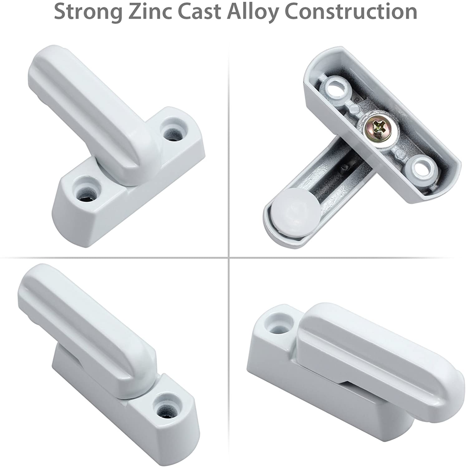 Neoteck Sash Jammer Sash Jammer White Strong Zinc Cast Alloy Extra Security Locks Sash Blocker Jammer for Various UPVC/PVC Doors and Windows and Home Security (White - Image 2