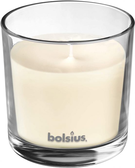 Bolsius Large Glass Scented Candle Vanilla, Wax, White - Image 3