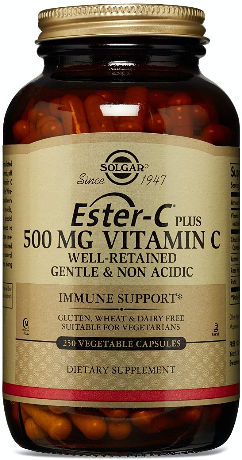 Solgar Ester-C Plus 500 mg Vitamin C Vegetable Capsules, Food Supplement, Pack of 250, Immune System Support