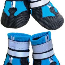 Ewolee Dog Shoes, Dog Boots for Injured Paws Waterproof, Set of 4 Dog Walking Boots Dog Paw Protectors with Adjustable Reflective Straps and Anti Slip Sole for Small Medium Large Dogs (Blue, S)