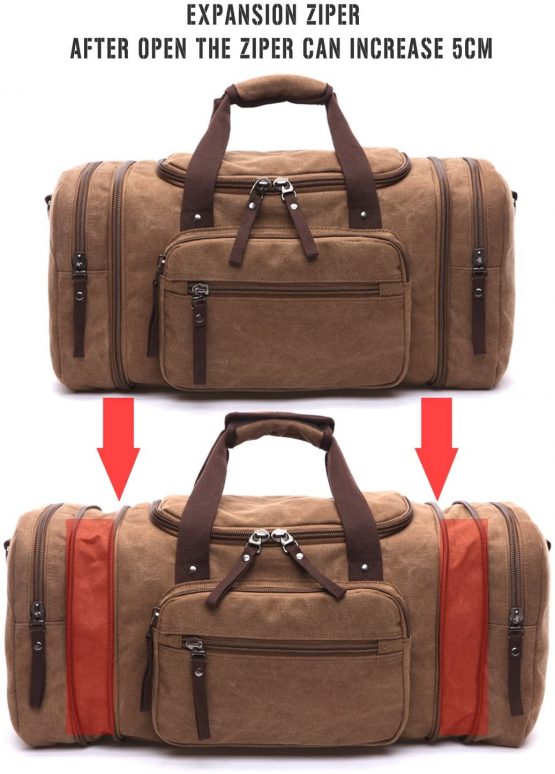 LOSMILE Large Travel Duffles,Holdall Travel Bags Weekend Bag Overnight Bag Carry On Luggage. (Brown) - Image 4