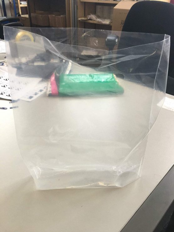 Clear Plastic Carrier Bags - 38cm x 46cm + 7cm - (1 BOX - 50 BAGS) by Plastic Carrier Bags