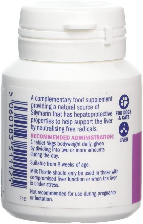 Dorwest Milk Thistle Tablets for Dogs and Cats, 100 Tablets, Supports Liver Function, Antioxidant for Dogs, Immune System Heath, Natural Supplement - Image 2