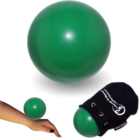 Flames N Games Juggle Dream Practice Contact Ball + Suede Bag - Pro Contact Balls for all Abilities. Available in 3 sizes and 5 colours!! (Green, 100mm) - Image 2