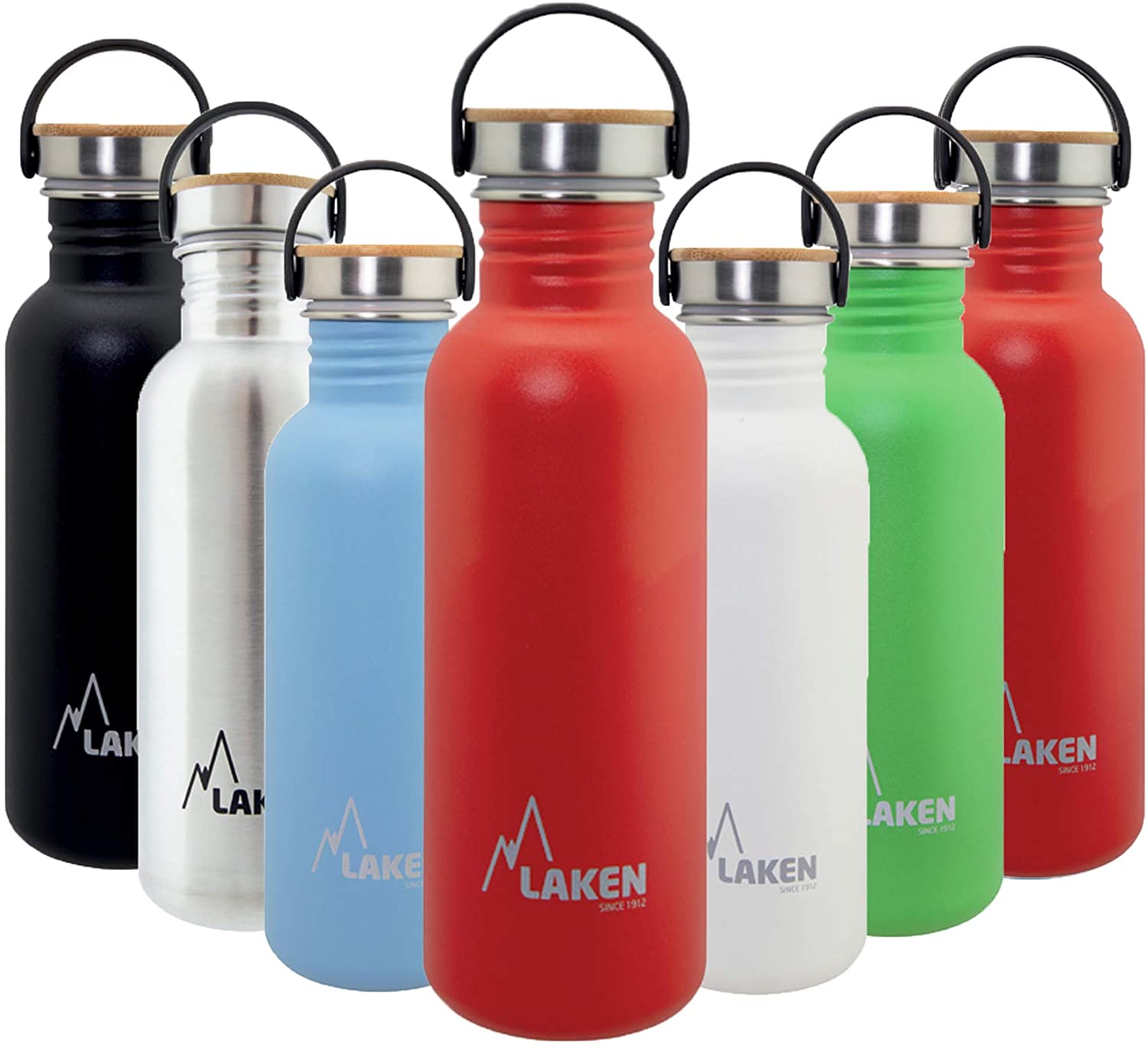 Laken Basic Stainless Steel Bottle, Water Bottle, Wide Opening with Stainless Steel Screw Cap with Bambo, BPA-Free, 0.50 L, Red