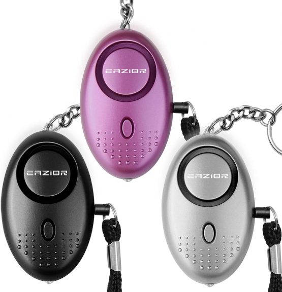 Eazior 140DB Police Approved Personal Security Alarm, Mini Loud Staff Panic Rape Attack safety Alarm Self Defense Keyring with Torch for Women Kids Night Worker Anti-theft Alarm (Purple/Black/Silver)