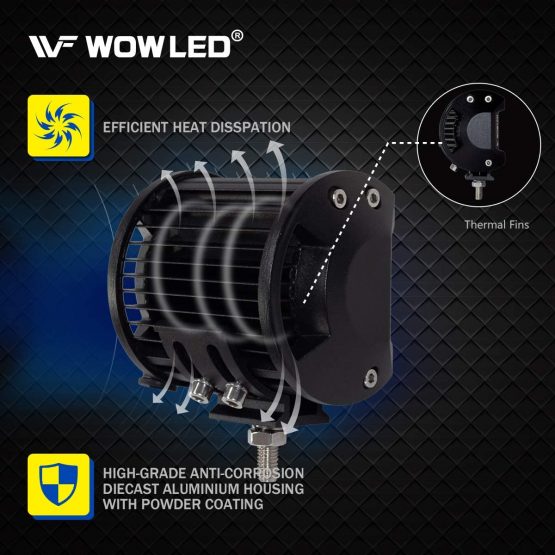 WOWLED 4 Inch 2 Pack 18W LED Lights LED Work Light Bar Spot Lamp Offroad 4WD SUV ATV Truck Boat Bar Lamp, IP67 Driving spotlight Spot Beam Light Lamp for Car Fog Spot Light 12V 24V DC - Image 3