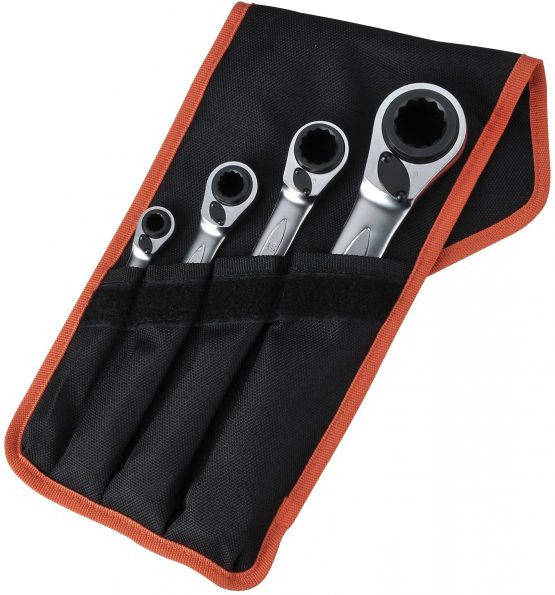 Bahco BHS4RM/4T Reversible Ratchet Spanner Set, 4 Piece, 8 mm-27 mm