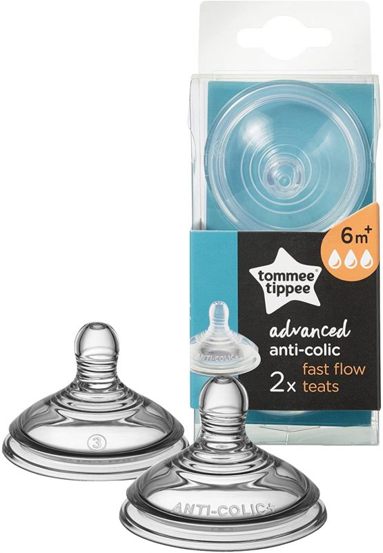 Tommee Tippee Advanced Anti-Colic Baby Bottle Teats, Breast-like, Soft Silicone, Fast Flow, Pack of 2 - Image 2