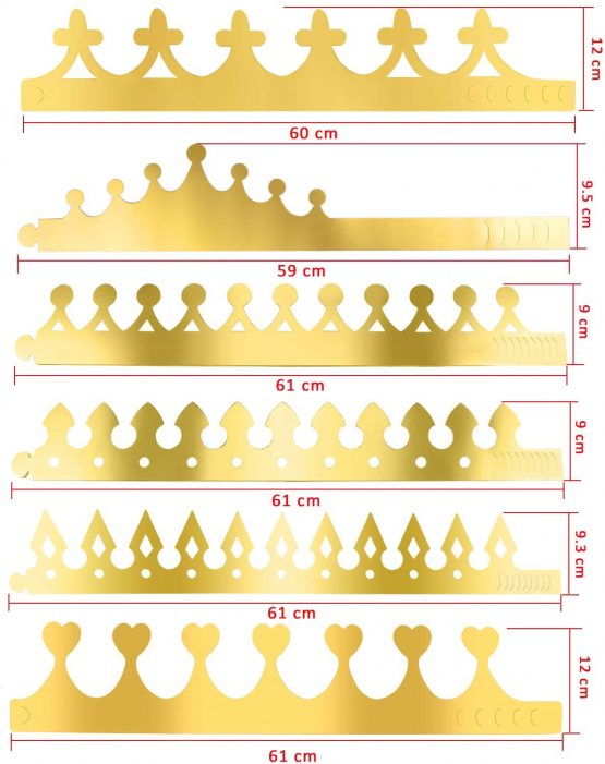 SIQUK 48 Pieces Paper Crowns Gold Party Crown Paper Hats Gold Card Crown for Party and Celebration, 6 Styles - Image 2