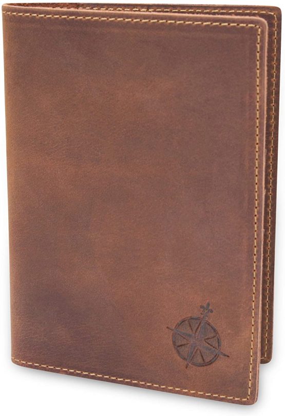 Leather Passport Holder Travel Wallet - RFID Blocking Genuine Leather Travel Wallet for Men and Women(8.8X11.4cm)