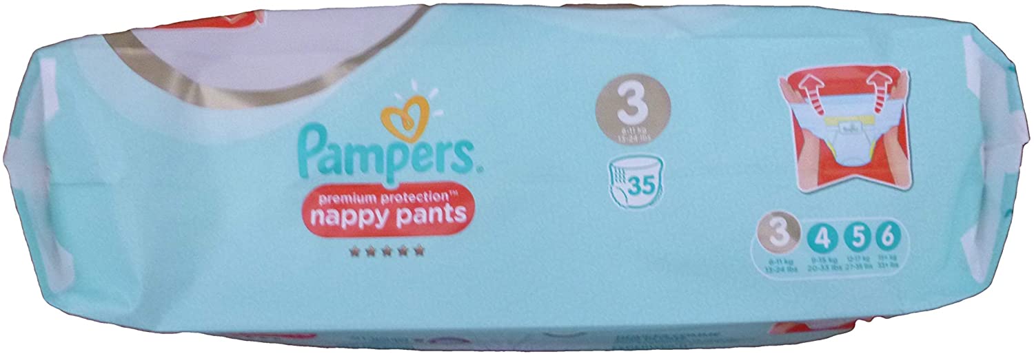 Pampers Premium Protection Pants Size 3, 35 Nappy Pants, Soft, White, Size 3 (35 Count) - Image 3