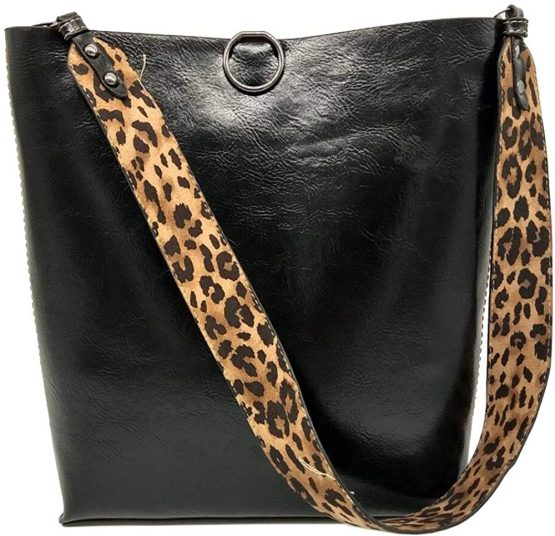 FiveloveTwo Women 2Pcs Leopard Print Shoulder Bag Set PU Leather Satchel Totes Handbag Purse - Image 2