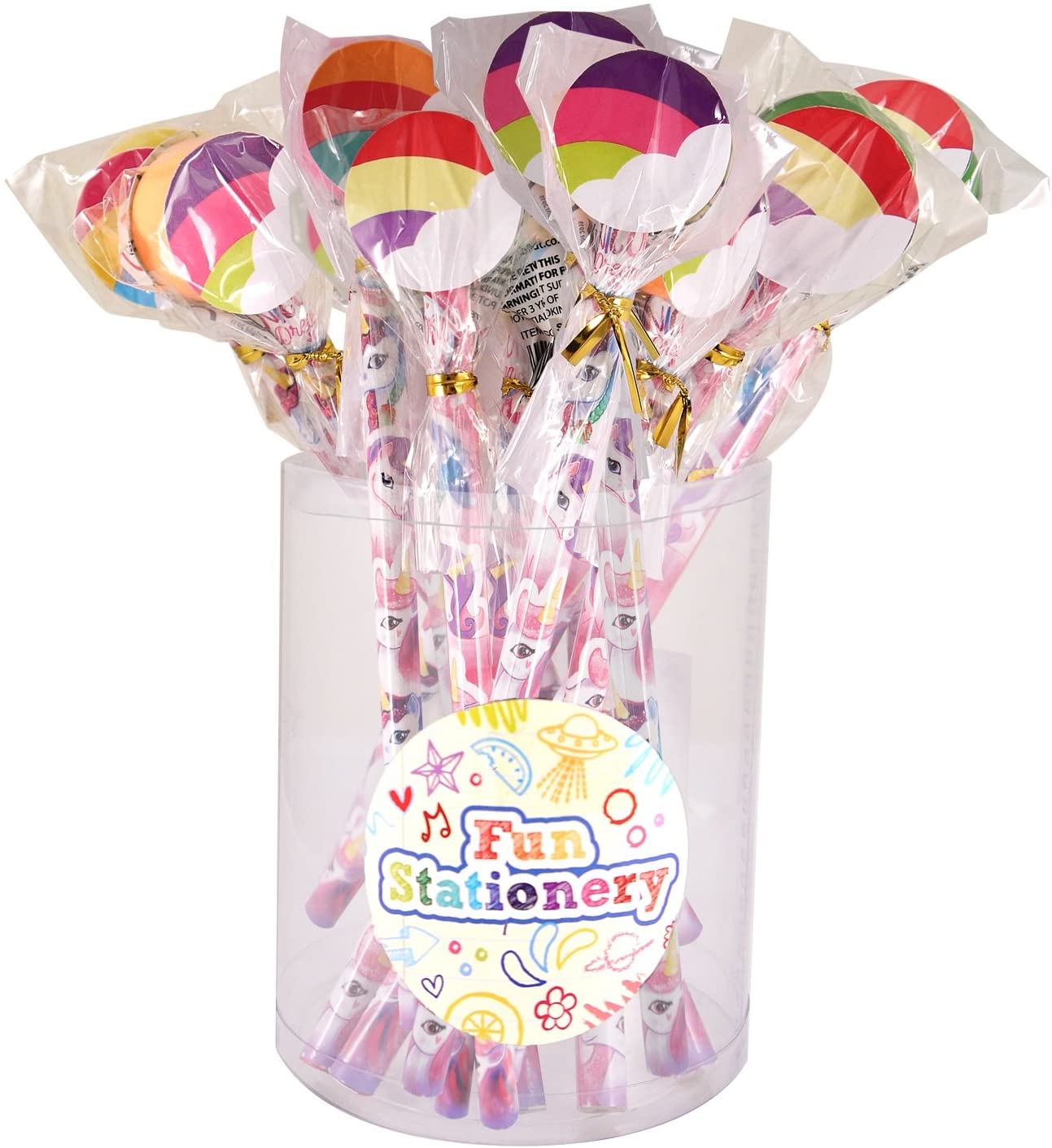 Henbrandt 24 x Unicorns Pencils With Novelty Erasers Toppers - Wholesale Bulk Buy, 24 count (Pack of 1)