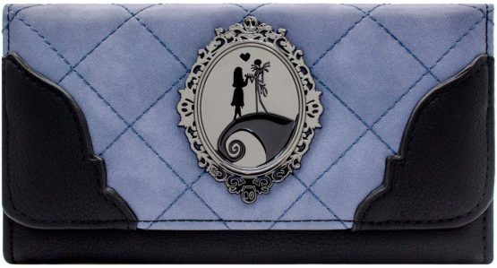 Nightmare Before Christmas Jack & Sally Holding Hands Badge Purple Coin & Card Tri-Fold Purse - Image 2