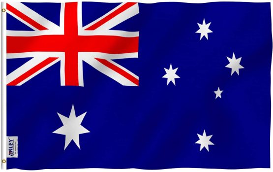 Australia Flag 3x5 Foot - Vivid Color and UV Fade Resistant - Canvas Header and Double Stitched - Australian National Flags Polyester with Brass Grommets 3 X 5 Ft