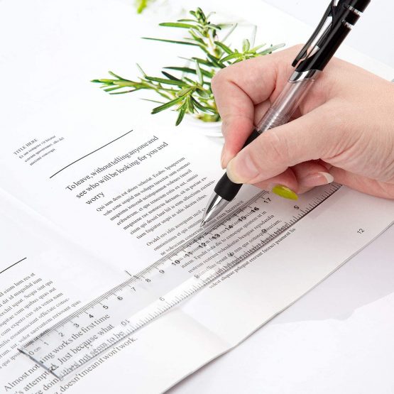 LUTER 10 Pieces Plastic Ruler with Inches and Metric Straight Ruler Transparent Ruler Measuring Tool for School, Office,Home (30 cm,12 Inches) - Image 4