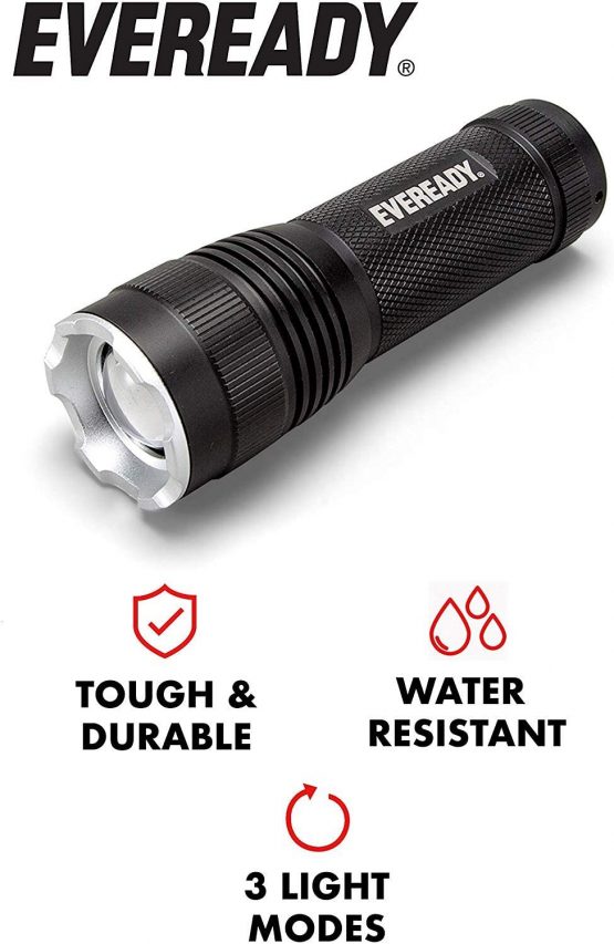 EVEREADY LED Torch, Adjustable Focus Tactical Flashlight, Water-Resistant For Camping, Outdoor, Powerful Pocket Torch