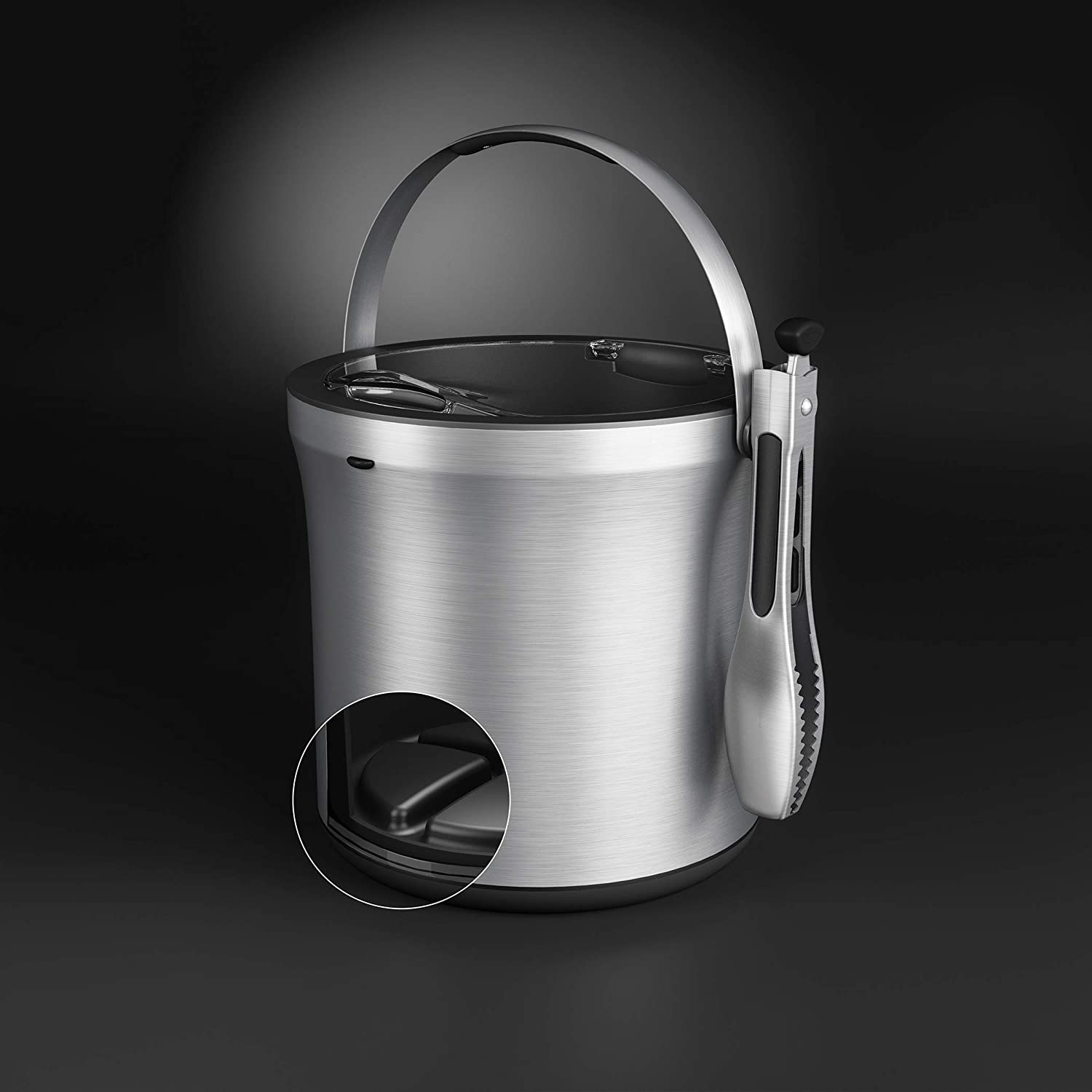 OXO Steel Ice Bucket and Tong Set, Silver, 4 quart - Image 4