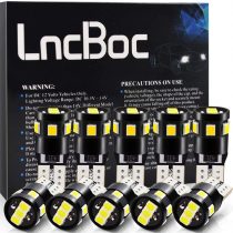 LncBoc T10 Canbus LED Bulbs 501 W5W 194 168 6SMD 3030 LED White Light Wedge Replacement Bulbs Cars Sidelight Dome Number Boot Plate Light DC 12V Pack of 10