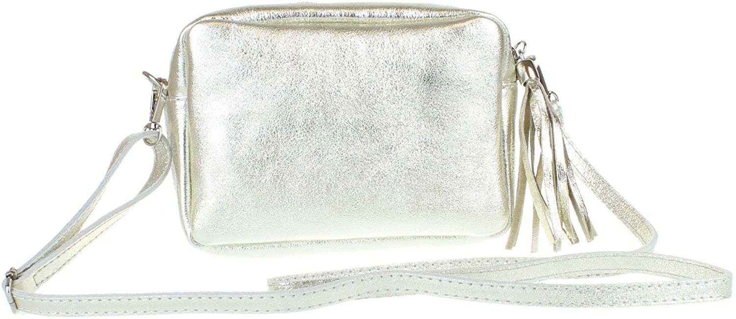 Girly Handbags Womens Genuine Italian Leather Sosft Crossbody Bag Adjustable Strap Over the Shoulder(Light Gold)