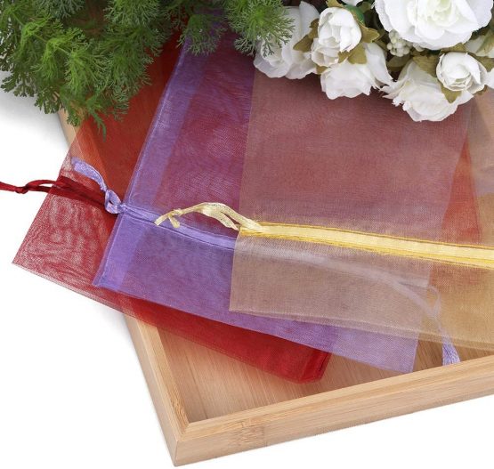 30 PCS Organza Wine Bags,37 * 14 cm Organza Bottle Gift Bags with Drawstring for Party Favours(Gold+Purple+Red) - Image 4