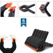 6 Pcs 3" 7.6cm Plastic Spring Clamps Extra Strength and Grip Clips Textured Handles Ideal for DIY Projects, Tarpaulin, Garden, Market Stall, Background Muslin, Canvas Paper, Photo Studios, Arts Crafts