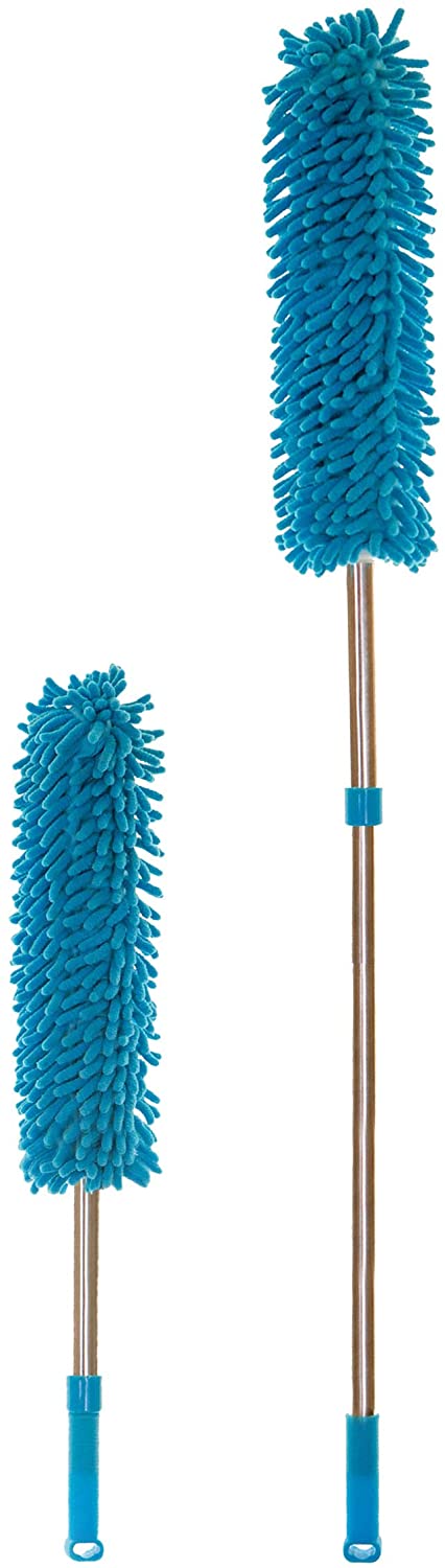Extendable Cobweb/Feather Duster with Long Handle. Removable and Washable Telescopic Microfiber Head. Perfect for Outdoor Office