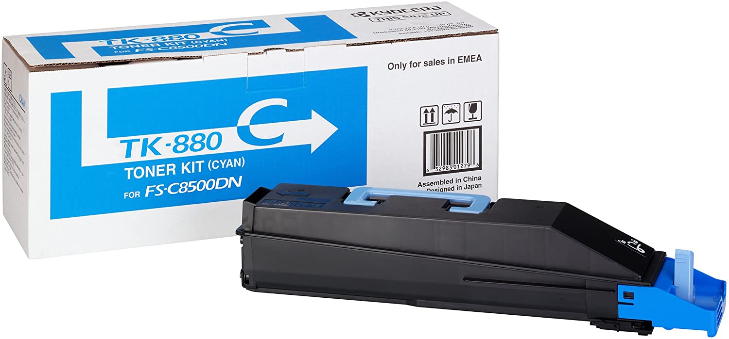 Kyocera Toner Cartridge TK-880 C, CYAN, 18.000 Pages Ultra High Capacity Genuine Premium Printer Toner, 1T02KACNL0, 0T2R7CNL