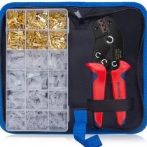 Crimping Tool Set, Preciva Cable Ratchet Crimping Plier with 300 Ferrule Terminal Connectors and 300 Transparent Cable Sleeves Support 0.5-1.5mm² Crimping(AWG22-16)