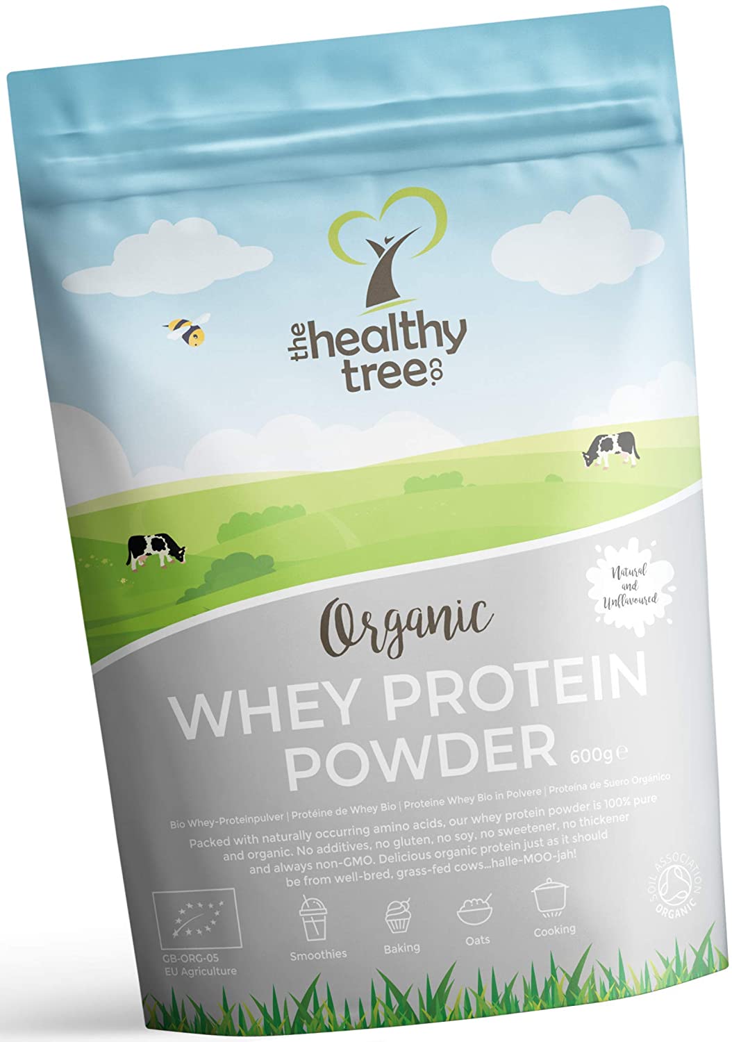 Organic Whey Protein Powder (600g), Grass Fed Unflavoured Organic Protein Powder by TheHealthyTree Company