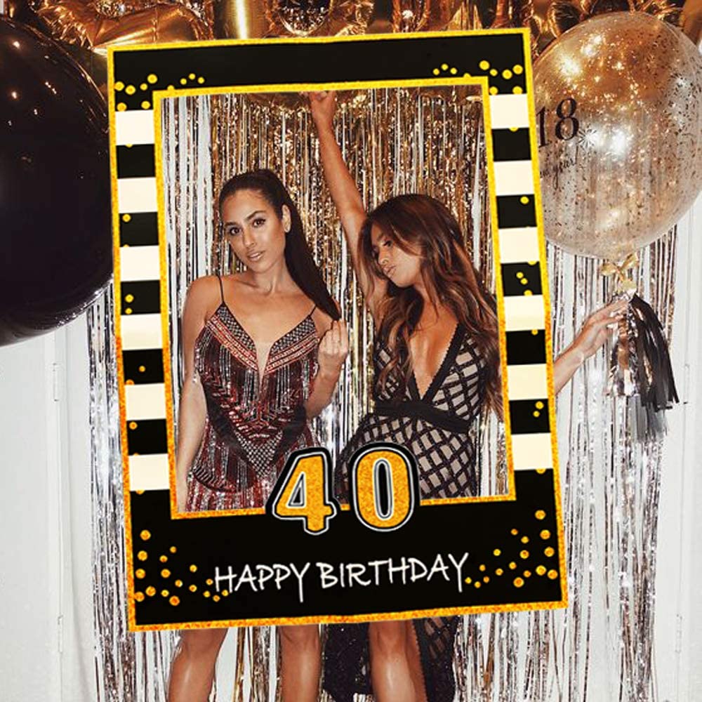 JeVenis 40 photo booth frame 40 Birthday Photo Frame 40 Birthday Photo Booth Props 40th birthday Favors for women 40 Party Photo Booth Props 40 Party Decorations - Image 4