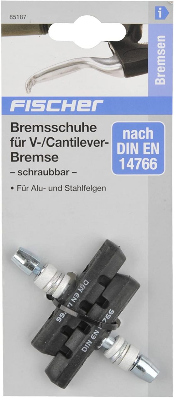 fischer Brake Shoes | Brake Pads | for V-Brake and Cantilever Brake | Suitable for Bicycles and E-Bikes | DIN EN 14766 | Pack of 2 - Image 3