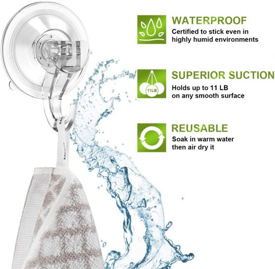 Quntis Suction Hooks 2 Packs Powerful Push and Lock Vacuum Multi-Purpose Suction Hanger Strong Suction Cup Holds Up to 3kg for Kitchen and Bathroom - Image 2