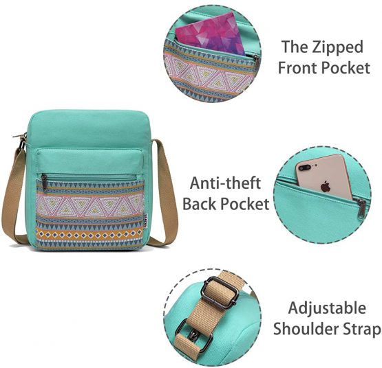 Cross Body Bag, VASCHY Small Canvas Messenger Bag for Women Girls 5.2L Lightweight Shoulder Bag Handbag for Ladies with Inner Water Bottle Pocket - Image 3
