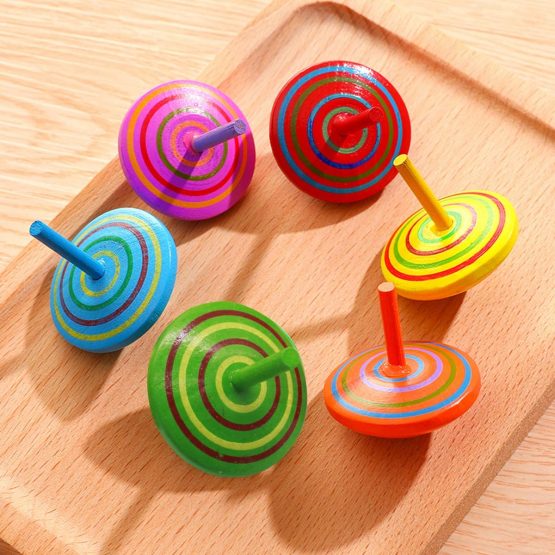 Natuce 18 PCS Colorful Wooden Spinning Top, safe Non-toxic Wood Toy Creative Handmade Smooth Surface Wood Toy Kindergarten Toys Fun Gift For Kids Children, Party Bag Fillers - 4 * 4 * 4 cm - Image 2