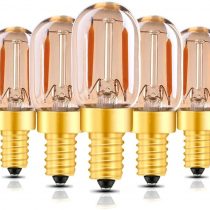 1W E14 T22 LED Filament Candelabra Bulbs(Amber Glow),Vintage Tubular Night Light Bulb,Ultra Warm White 2200K,10 Watt Equivalent 100 Lumen,Non Dimmable,5Pack