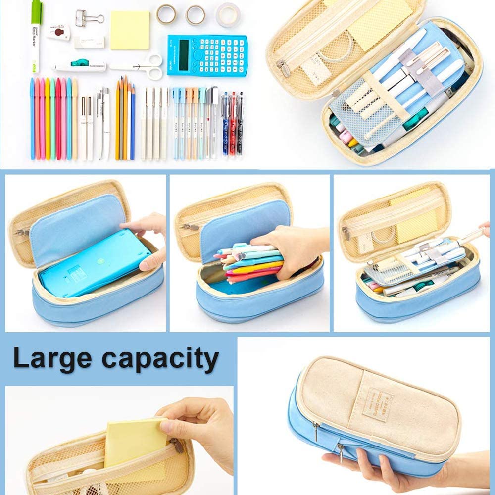 Large Capacity Pencil Case Durable School Student Pen Holder Organizer Stationery Makeup Cosmetic Pouch for KIDS 22x11cm (Upgraded Version-Purple) - Image 2